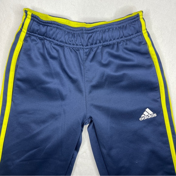 Adidas Boys’ Pants Blue and Neon Yellow Stripes Size 8 Small - Picture 3 of 8